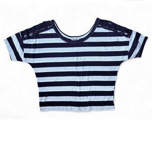 Rewind Black and White Striped Tee